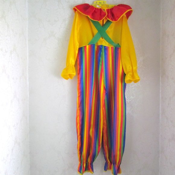 CLOWN COSTUME w WIG, KIDS M-L, RAINBOW CURLY WIG + NOSES, SCARF & SOCKS, FUN! - Picture 6 of 9